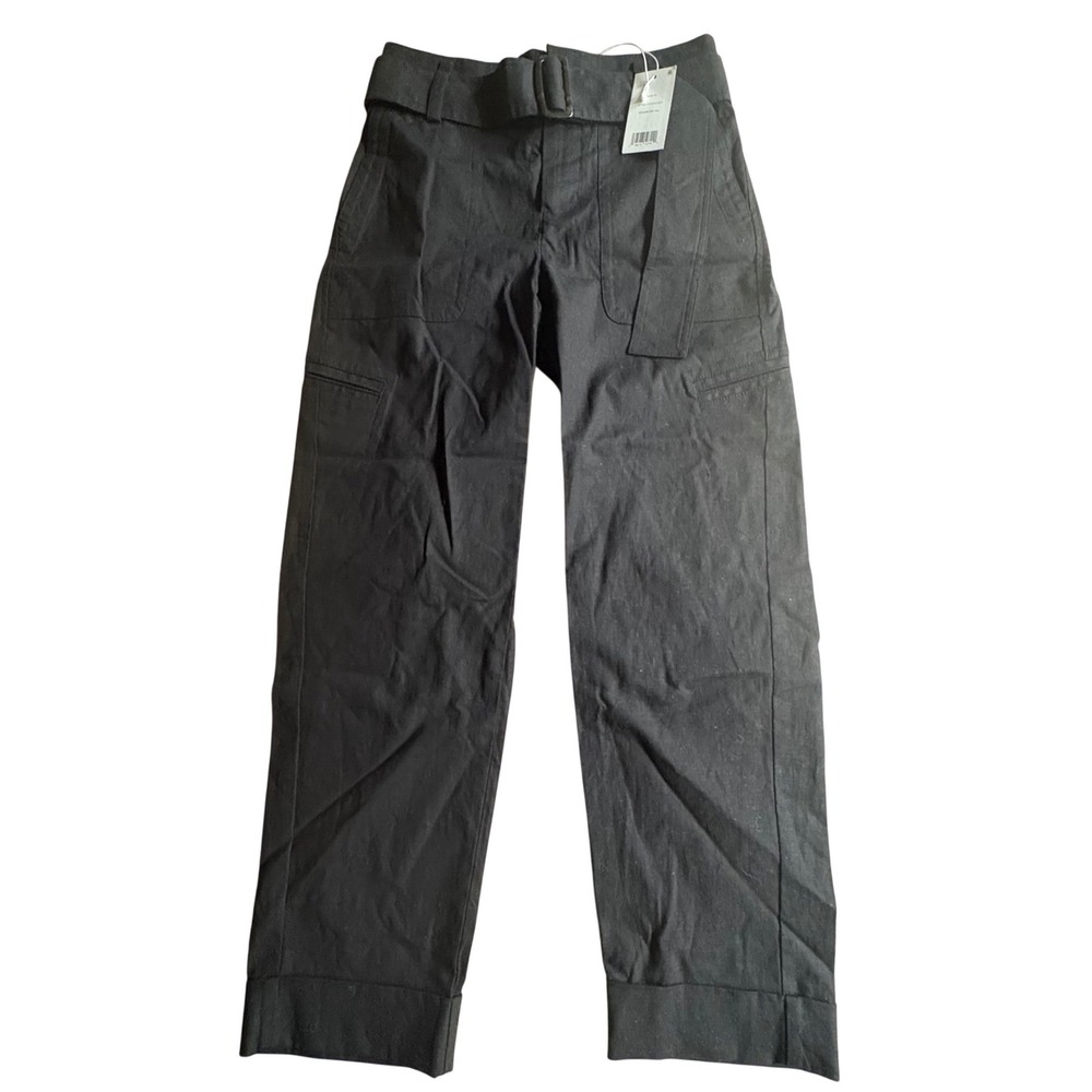 $285 NWT VINCE Black Linen Blend Belted Cargo Pants Wide Leg Women's‎ XS Capsule